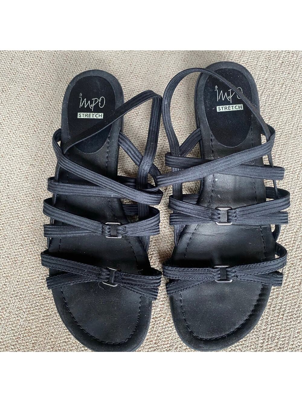 impo Size 7 Strappy Sandals black comfy Transitional Coastal Minimalist